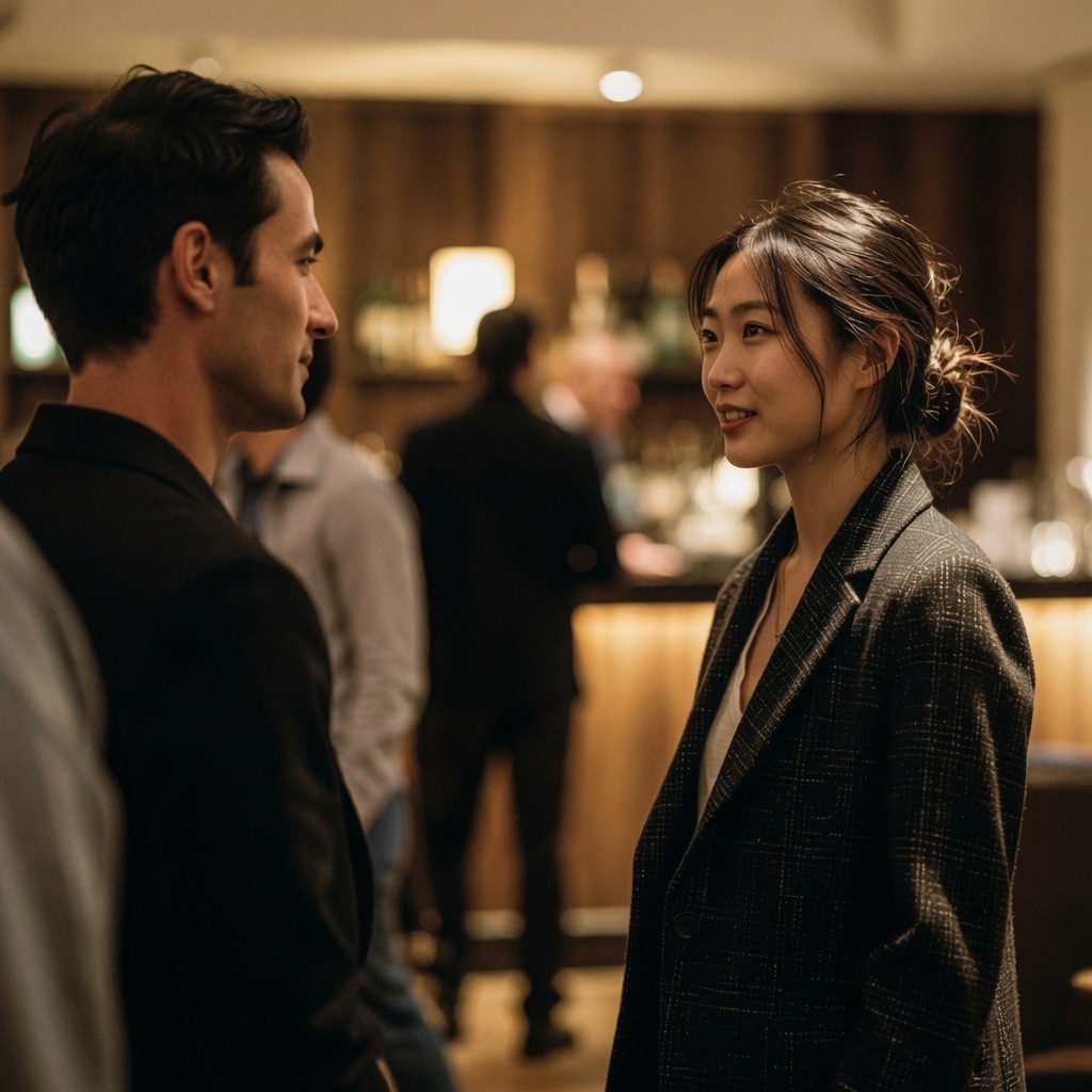 Stylish young professionals connecting at an Anthea event